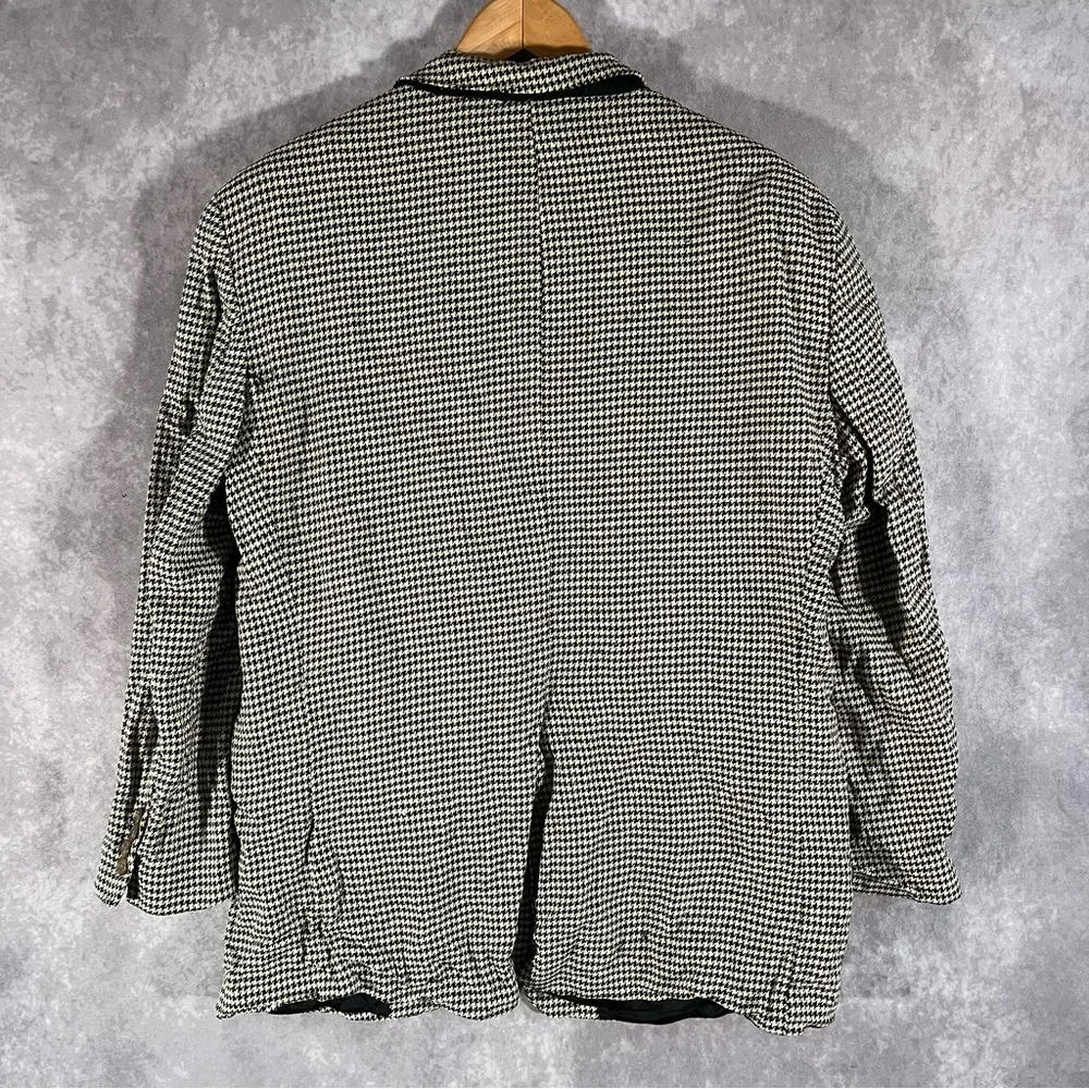 Vintage Chaps Ralph Lauren 100% Silk Blazer Sport Coat Jacket Houndstooth Men 42